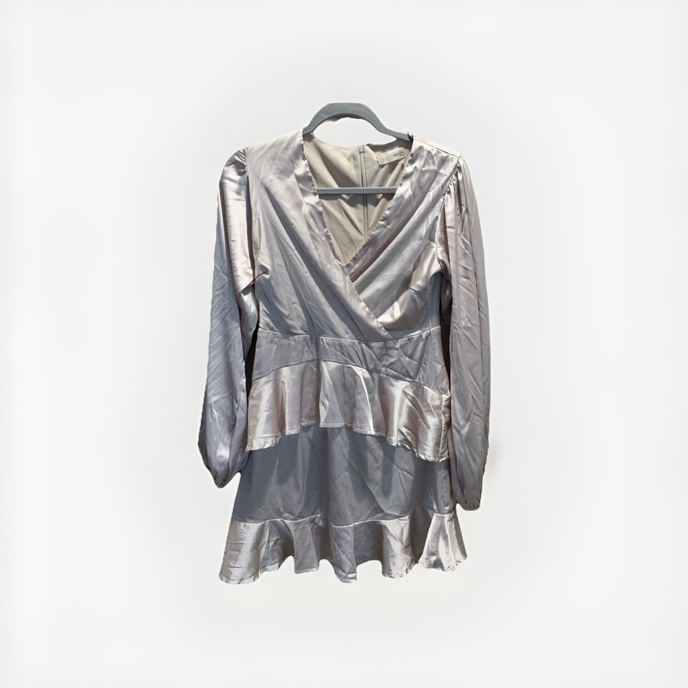 altar'd state dress Long Sleeve Champagne Color Satin Feel Size M
